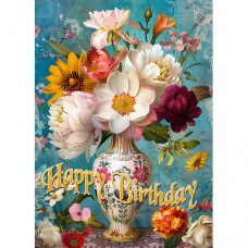 DUTCH LADY DESIGNS GREETING CARD Birthday Vase